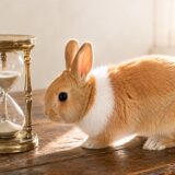 砂時計を見つめるうさぎのきなこ（35問・18分の模擬試験）